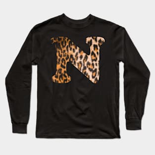 Letter N leopard print Long Sleeve T-Shirt